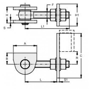 Петля регулируемая для установки ворот без зазора. М16. -1